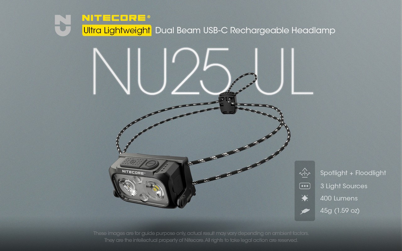 Lampe Frontale Nitecore NU25 – 400 Lumens rechargeable + lumière rouge